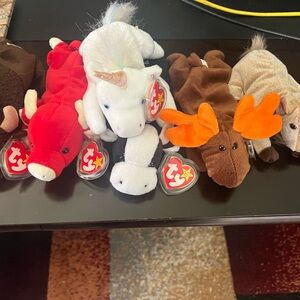Vtg Beanie Babies Lot Of  6 Snort Chocolate Goatee Roam Daisy Mystic